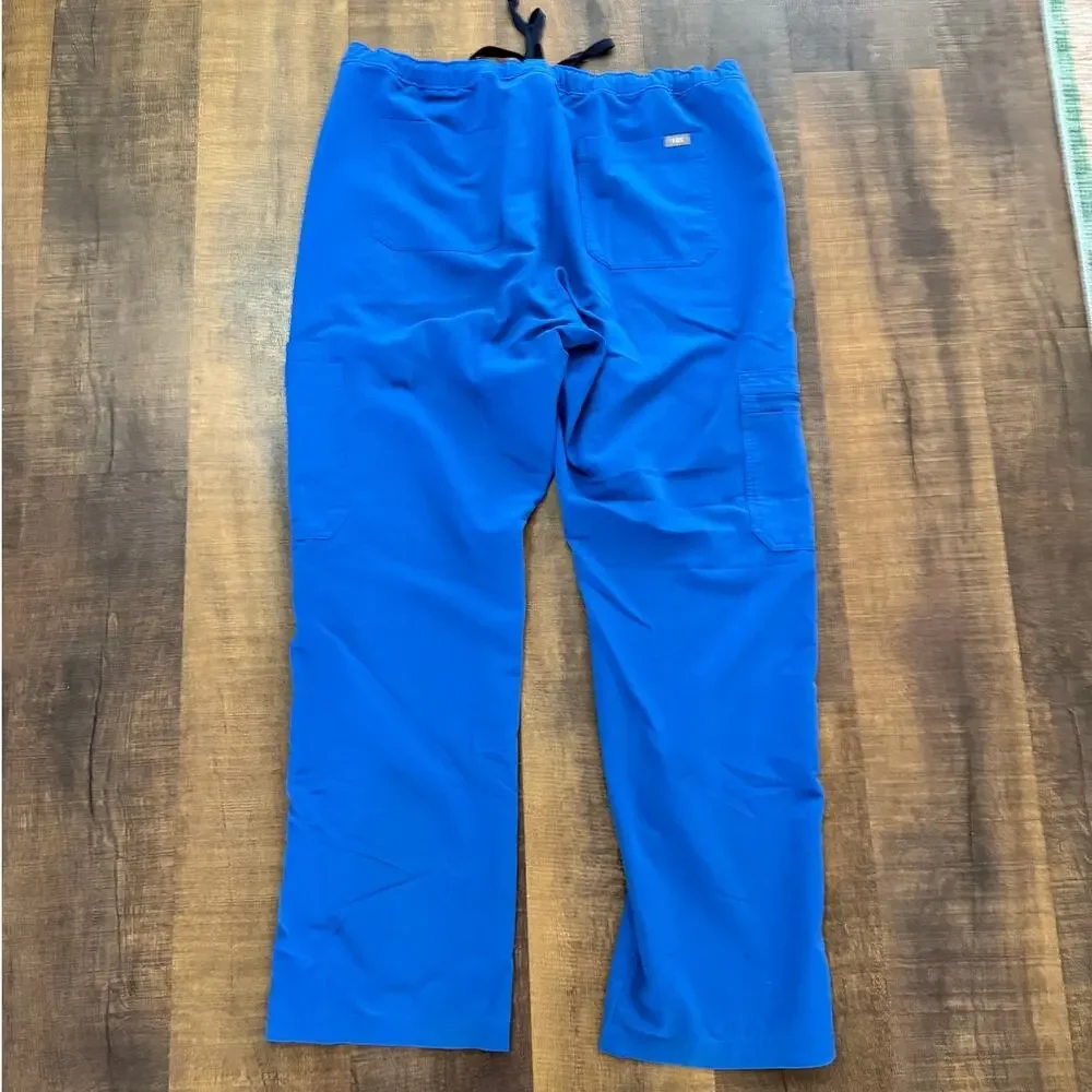 FIGS Cairo Cargo Scrub Pants Blue Technical Collection Zip Fly Size XXL